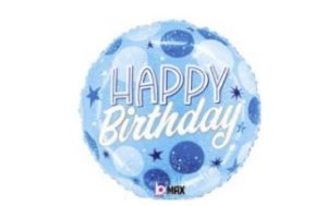18" Mylar Balloon- Happy Birthday Sparkle Blue