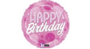 18" Mylar Balloon- Happy Birthday Sparkle Pink