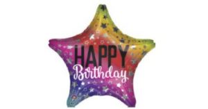 19" Mylar Balloon- Happy Birthday Rainbow Star