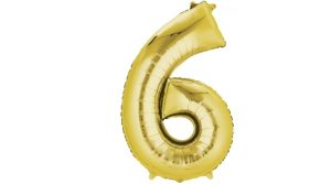 34" Mylar Balloon- Gold Number 6